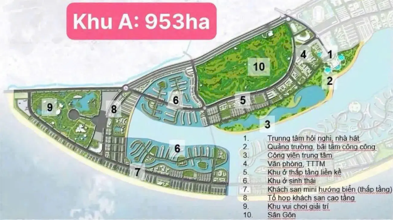 Bản đồ quy hoạch phân khu A – The Haven Bay Cần Giờ trong dự án Vinhomes Green Paradise.