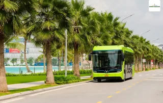 Hệ thống xe điện VinBus sẽ hoạt động xuyên suốt dự án Vinhomes Green Paradise, đảm bảo môi trường sống trong lành.