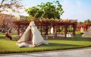 Không gian xanh và khu vui chơi sáng tạo tại Young Paradise Hub - Vinhomes Green Paradise Cần Giờ.