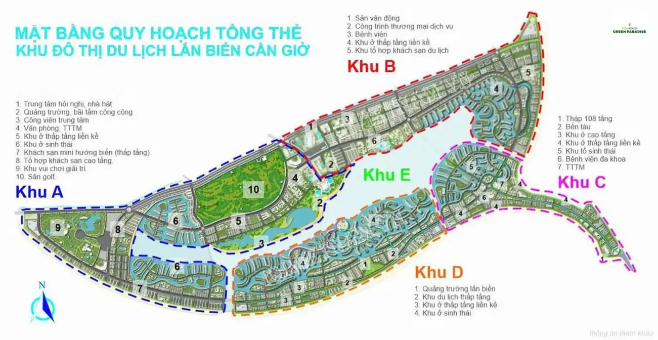 Mặt bằng quy hoạch tổng thể dự án Vinhomes Green Paradise tại Cần Giờ, TP.HCM.
