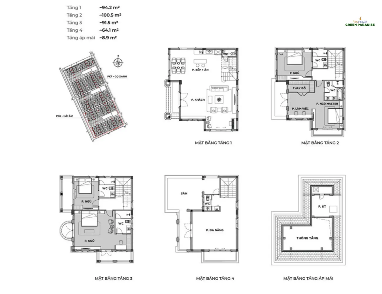 Mặt bằng thiết kế chi tiết của biệt thự đơn lập Vinhomes Green Paradise tại Cần Giờ.