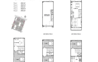 Mẫu thiết kế chi tiết shophouse Vinhomes Cần Giờ từ tầng trệt đến tầng 5, tối ưu không gian sử dụng đa năng.