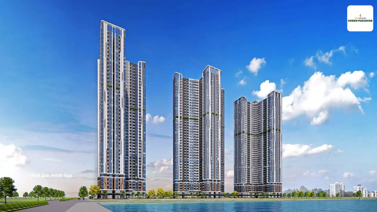 Minh họa thiết kế các tòa tháp căn hộ tại Vinhomes Cần Giờ Green Paradise.