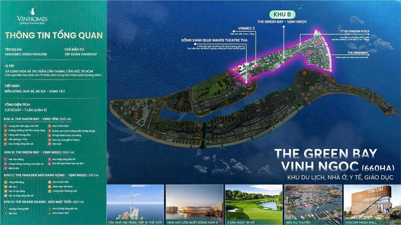 Phân khu The Green Bay – Vịnh Ngọc: khu du lịch, y tế, giáo dục đẳng cấp tại Vinhomes Green Paradise, Cần Giờ.