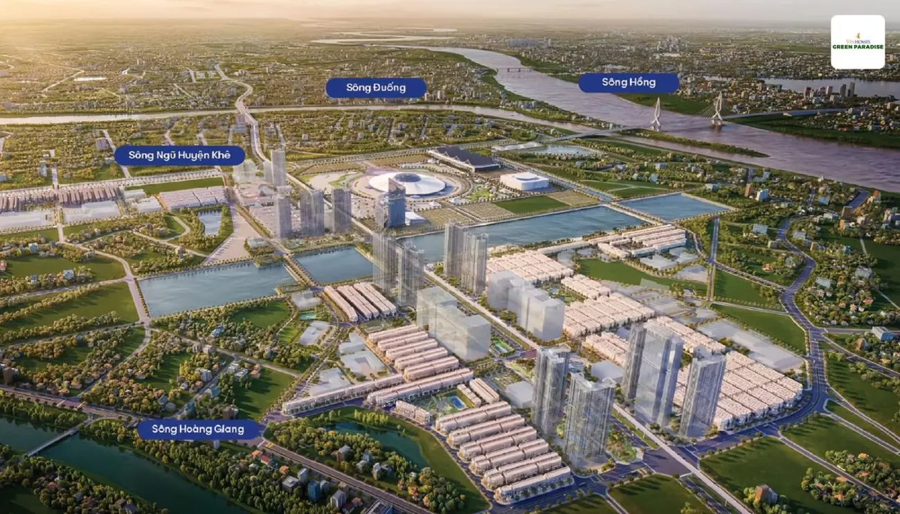 Phối cảnh dự án Vinhomes Green Paradise tại Cần Giờ, TP.HCM, mang lại không gian sống xanh và tiện ích đẳng cấp.