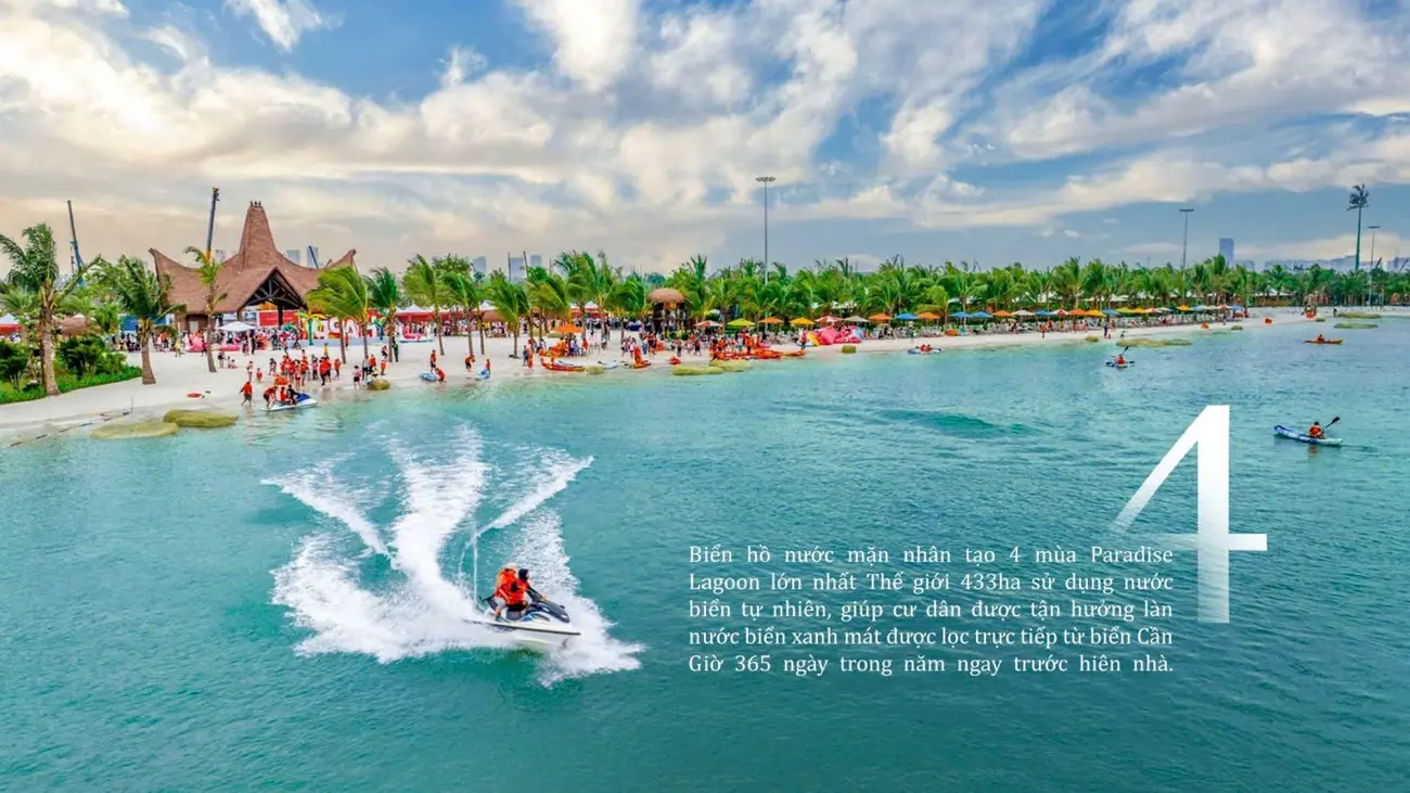 Thiên đường biển hồ nhân tạo Paradise Lagoon lớn nhất thế giới, điểm đến lý tưởng tại Vinhomes Green Paradise Cần Giờ.