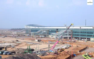 Tiến độ thi công sân bay Long Thành giai đoạn 1 với nhà ga hành khách đang sắp hoàn thiện.