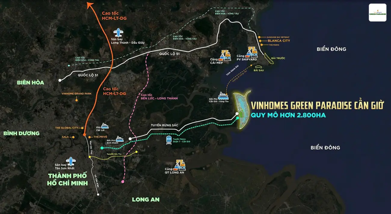 Vinhomes Green Paradise Cần Giờ: vị trí chiến lược trong trục phát triển kinh tế biển quốc tế của TP.HCM.