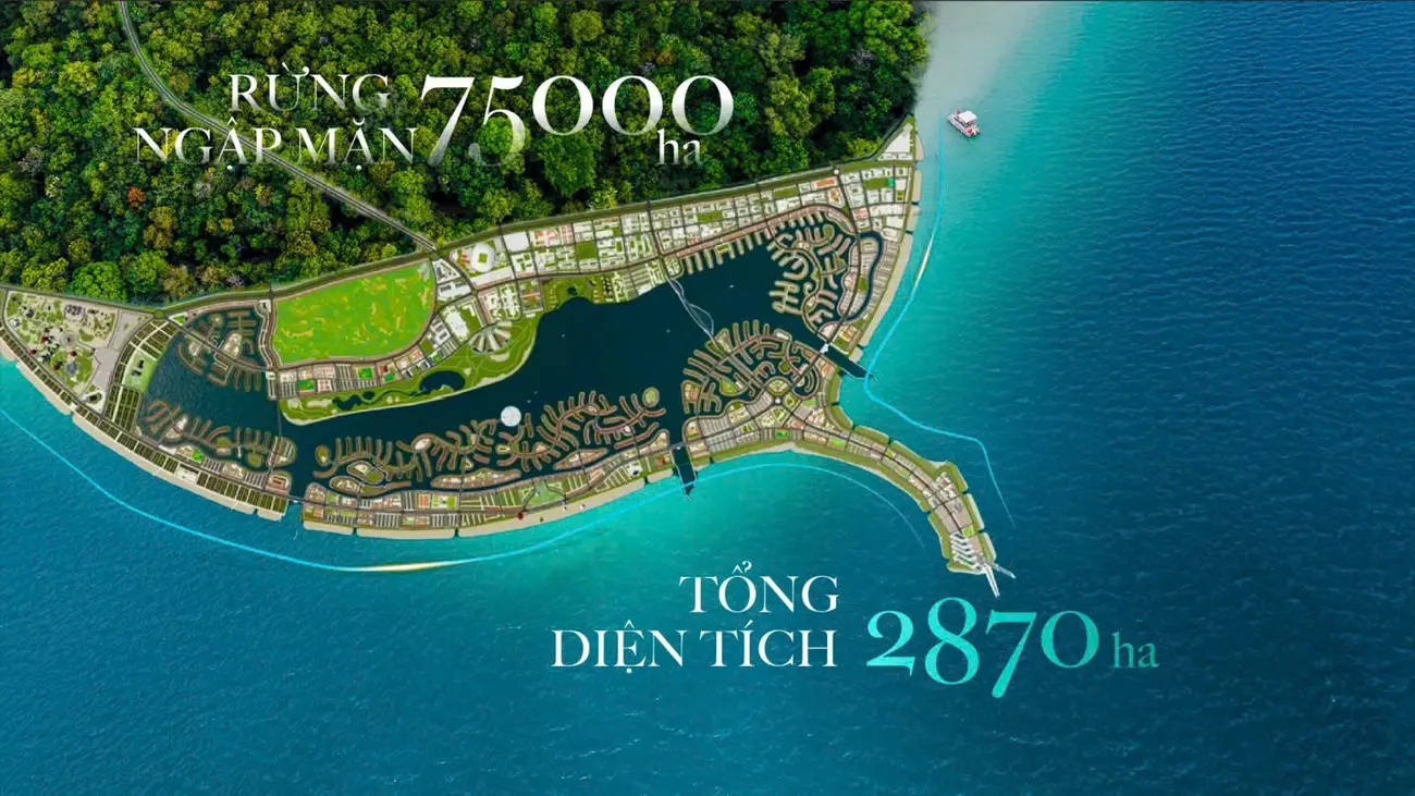 Quy mô dự án Vinhomes Green Paradise Cần Giờ: 2,870 ha, bên cạnh rừng ngập mặn 75,000 ha.